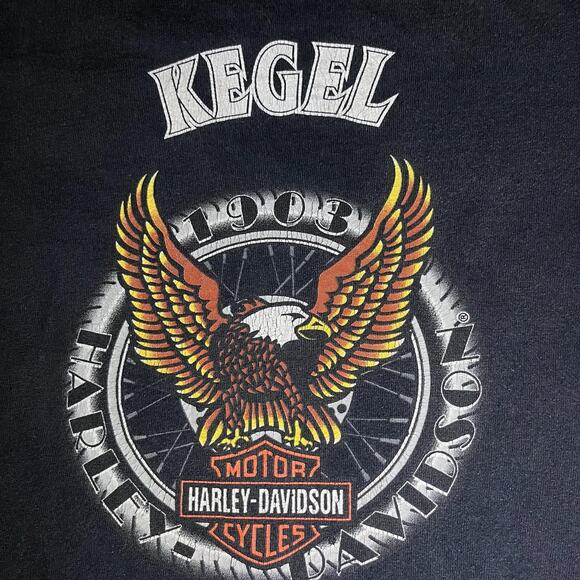 🔥 Vintage Harley-Davidson Twin Wolves Flame Tee – Size M - Picture 7 of 8